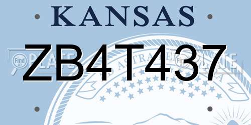 ZB4T437 Kansas License Plate