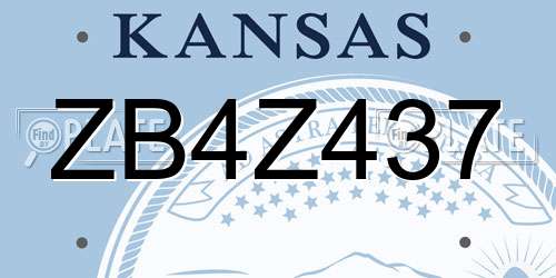 ZB4Z437 Kansas License Plate