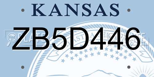 ZB5D446 Kansas License Plate