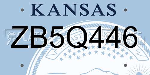 ZB5Q446 Kansas License Plate