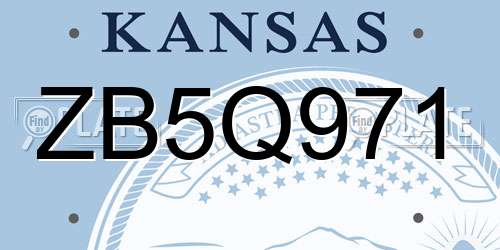 ZB5Q971 Kansas License Plate