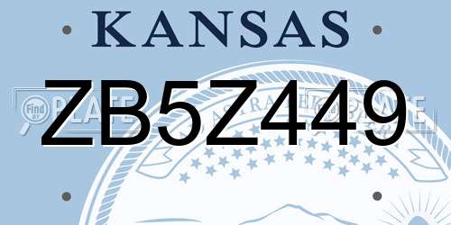ZB5Z449 Kansas License Plate