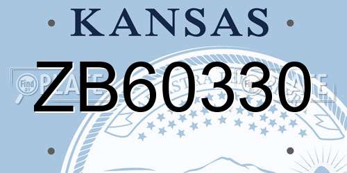 ZB60330 Kansas License Plate