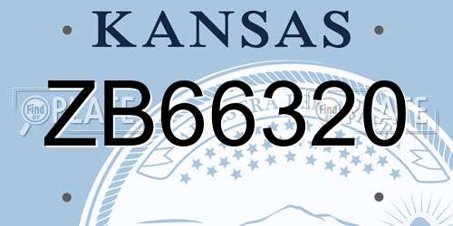 ZB66320 Kansas License Plate