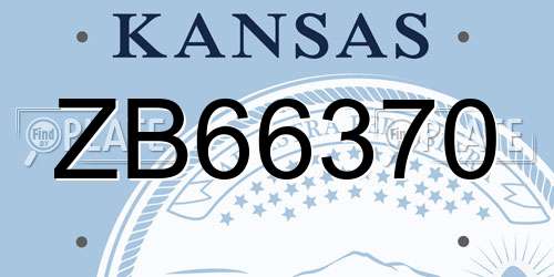 ZB66370 Kansas License Plate
