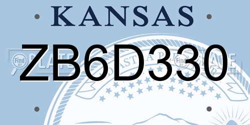 ZB6D330 Kansas License Plate