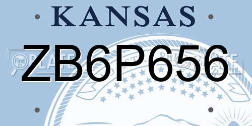 ZB6P656 Kansas License Plate