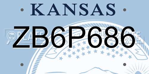 ZB6P686 Kansas License Plate