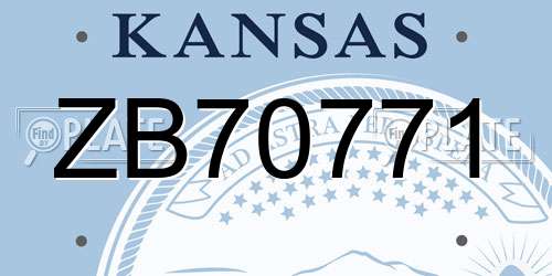 ZB70771 Kansas License Plate