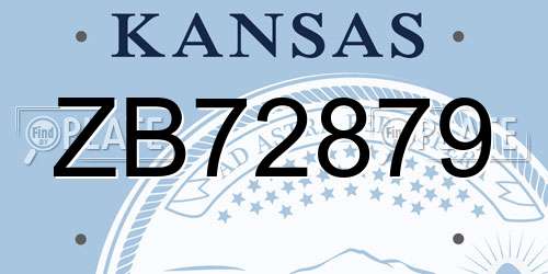 ZB72879 Kansas License Plate