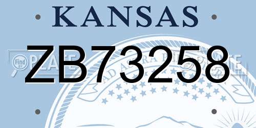 ZB73258 Kansas License Plate