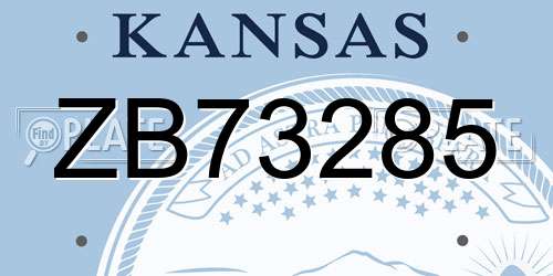 ZB73285 Kansas License Plate