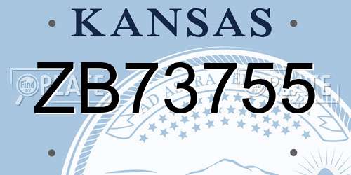 ZB73755 Kansas License Plate