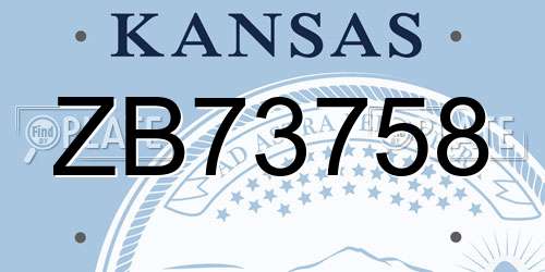 ZB73758 Kansas License Plate