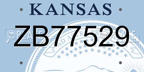 ZB77529 Kansas License Plate