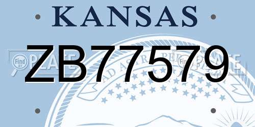 ZB77579 Kansas License Plate
