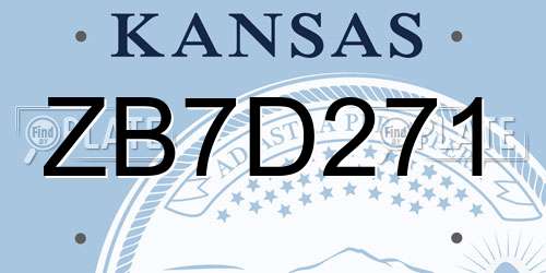 ZB7D271 Kansas License Plate