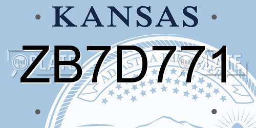 ZB7D771 Kansas License Plate