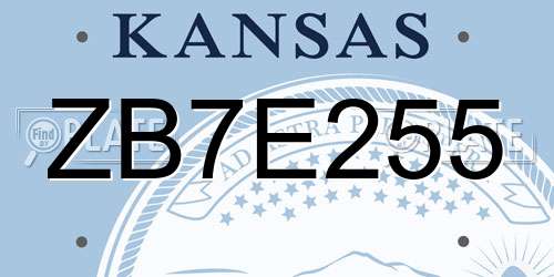 ZB7E255 Kansas License Plate