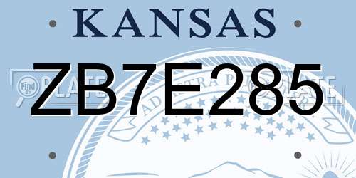 ZB7E285 Kansas License Plate