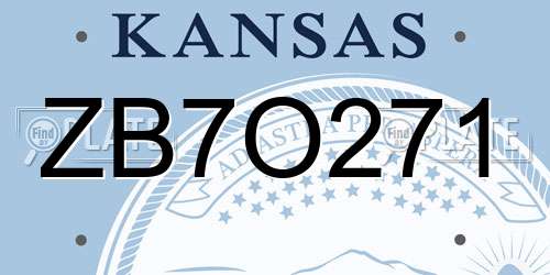 ZB7O271 Kansas License Plate