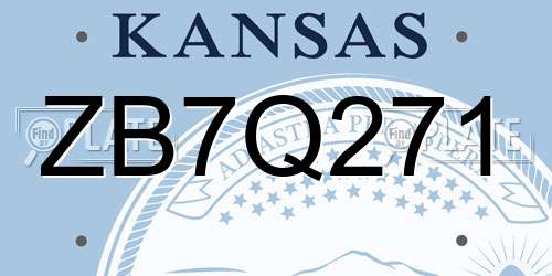 ZB7Q271 Kansas License Plate
