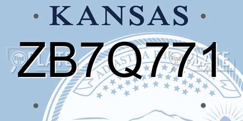 ZB7Q771 Kansas License Plate
