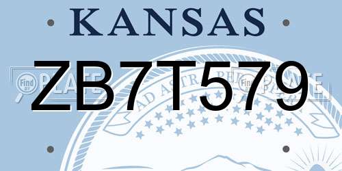 ZB7T579 Kansas License Plate