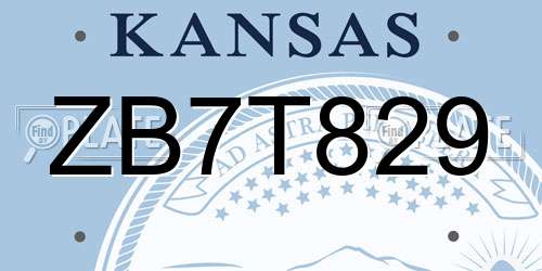 ZB7T829 Kansas License Plate