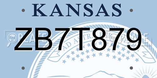 ZB7T879 Kansas License Plate