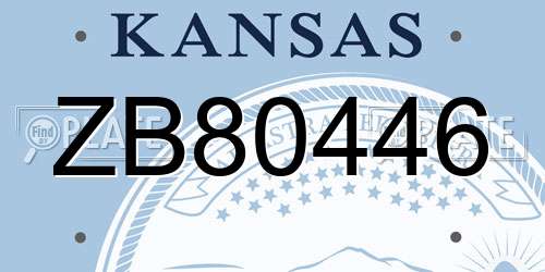 ZB80446 Kansas License Plate