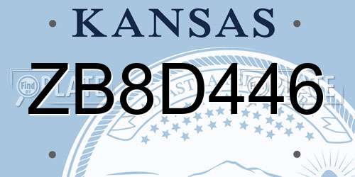 ZB8D446 Kansas License Plate