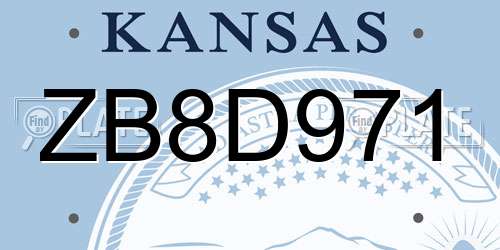 ZB8D971 Kansas License Plate