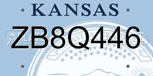 ZB8Q446 Kansas License Plate