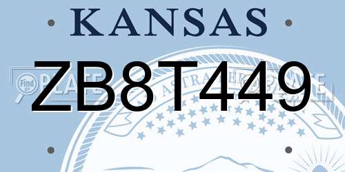 ZB8T449 Kansas License Plate