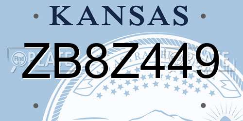 ZB8Z449 Kansas License Plate