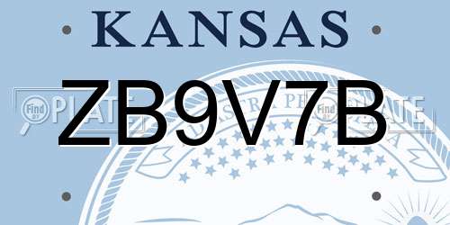 ZB9V7B Kansas License Plate