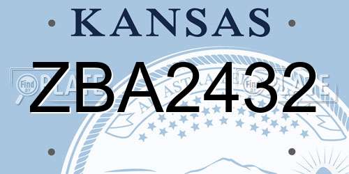 ZBA2432 Kansas License Plate