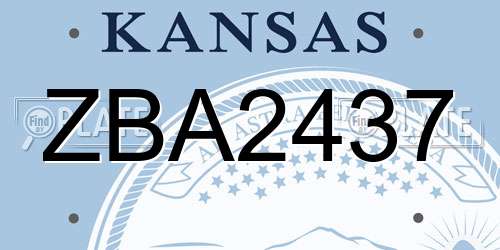ZBA2437 Kansas License Plate