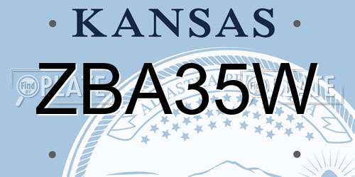 ZBA35W Kansas License Plate
