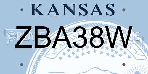 ZBA38W Kansas License Plate