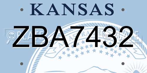 ZBA7432 Kansas License Plate