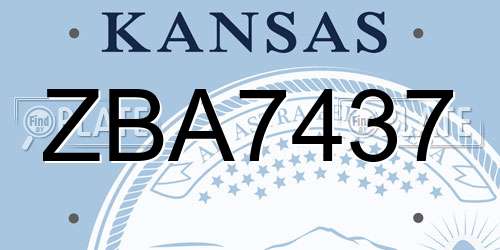 ZBA7437 Kansas License Plate