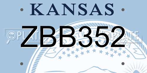 ZBB352 Kansas License Plate