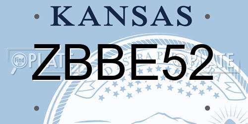 ZBBE52 Kansas License Plate