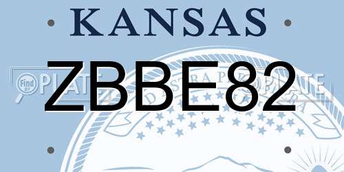 ZBBE82 Kansas License Plate
