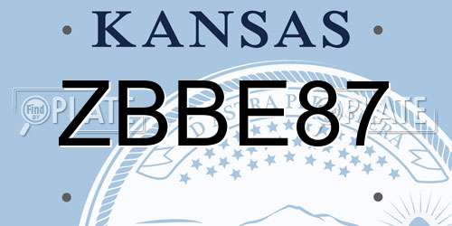 ZBBE87 Kansas License Plate