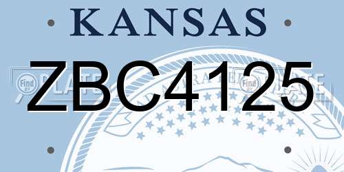ZBC4125 Kansas License Plate