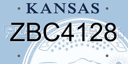 ZBC4128 Kansas License Plate