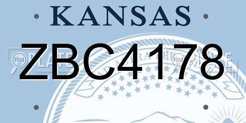 ZBC4178 Kansas License Plate